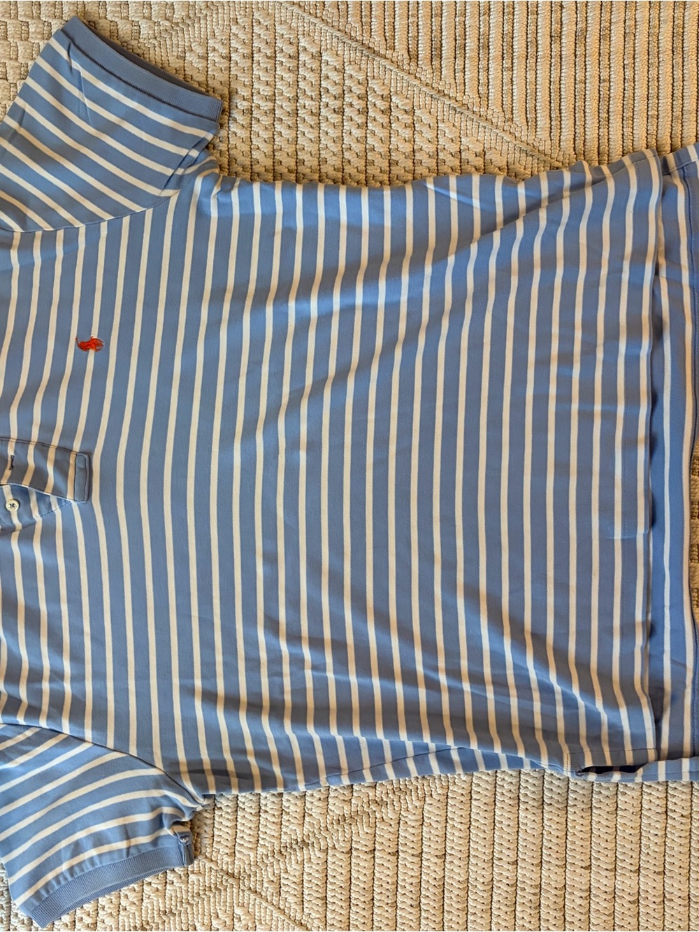 Ralph Lauren Light Blue and White Striped Polo